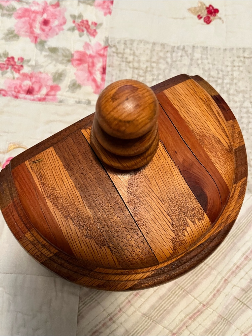 Handcrafted Wooden Half-Moon Trinket Box Hand Turned Half Circle Design - Picture 6 of 16